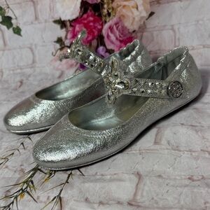 Tory Burch Adjustable Mary Jane Ballet Flats with Rhinestone Detail